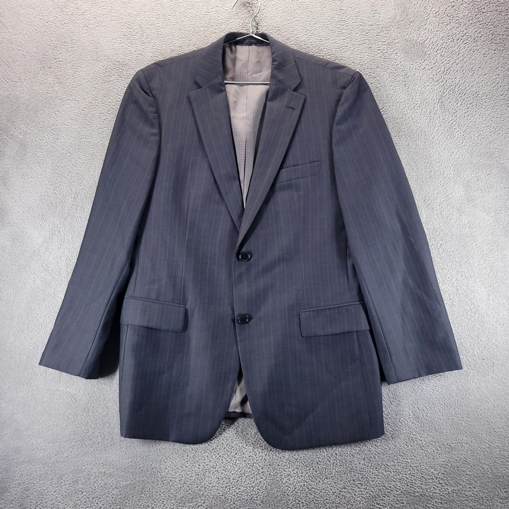 Hugo Boss Suit Jacket Mens 40R Gray Pinstripe Wool Pasini2 Movie2 2 Button